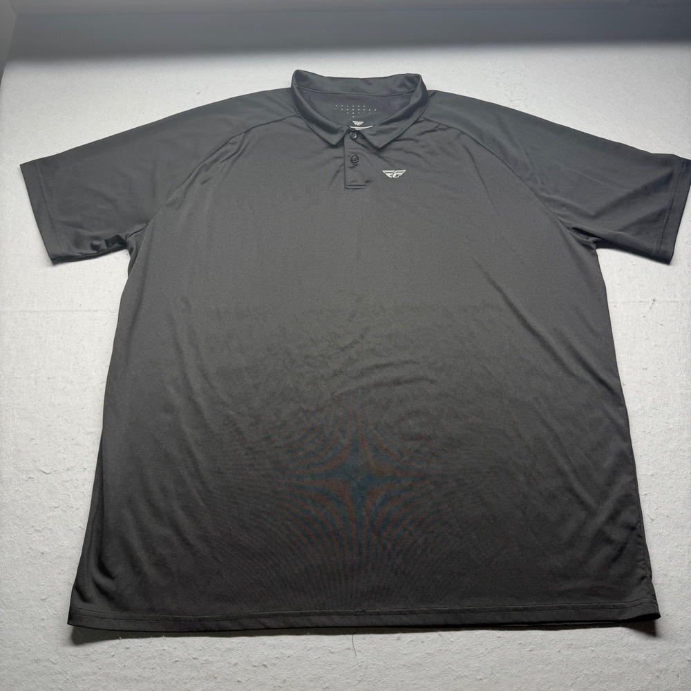 Fly Racing Polo Shirt Mens 2XL Black Short Sleeve Performance Logo Activewear